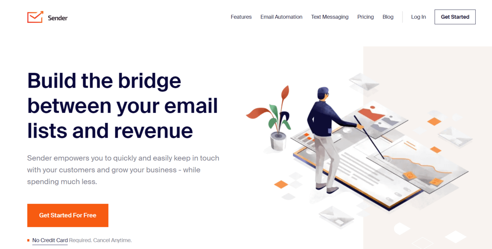 screenshot of the homepage from the newsletter wordpress plugin sender